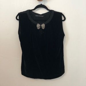 Zara velvet crepe blouse